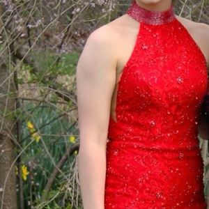 Red sparkle dress form henerys